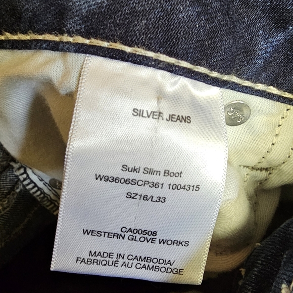 Silver Jeans PLUS 16 33L Suki Boot Cut Denim Pockets - Picture 4 of 5